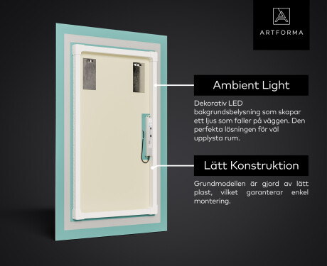 Vertikal Badrumsspegel med LED-belysning Spegel L01 #3